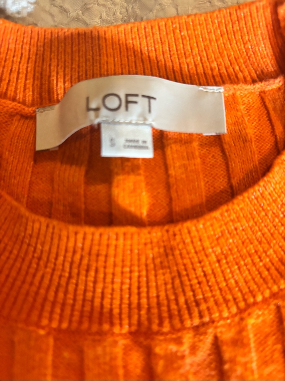 LOFT Orange Ribbed Sweater - Picture 3 of 4